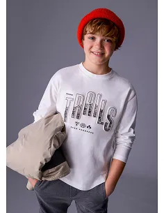 Camiseta m/l "trails" - Nata    | MAYORAL