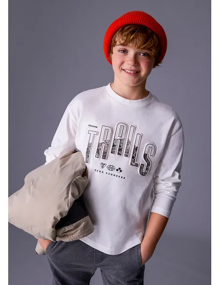 Camiseta m/l "trails" - Nata    | MAYORAL