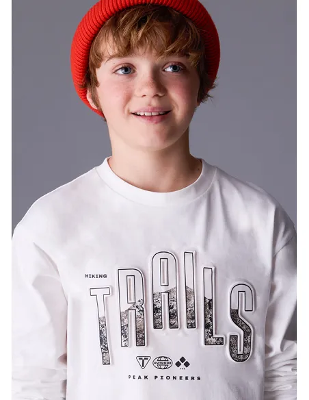 Camiseta m/l "trails" - Nata    | MAYORAL