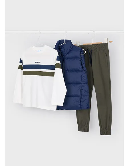 Conj. punto con chaleco - Azul-oliva | MAYORAL