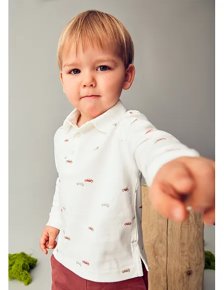 Polo m/l estampado - Nata      