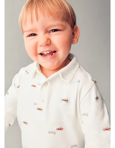 Polo m/l estampado - Nata      