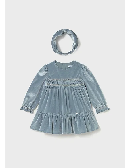 Vestido terciopelo con diadem - Blue bell  | MAYORAL