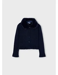 Rebeca tricot cuello pelo - Marino   | MAYORAL