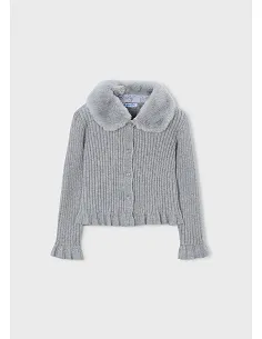 Rebeca tricot cuello pelo - Plata vig  | MAYORAL