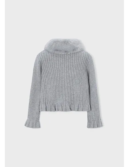 Rebeca tricot cuello pelo - Plata vig  | MAYORAL