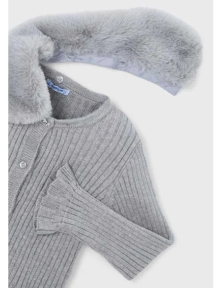 Rebeca tricot cuello pelo - Plata vig  | MAYORAL