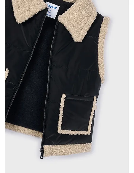 Chaleco contrastes borrego - Negro    | MAYORAL