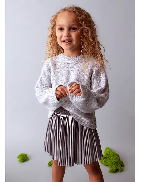 Falda plisada punto - Plata    | MAYORAL