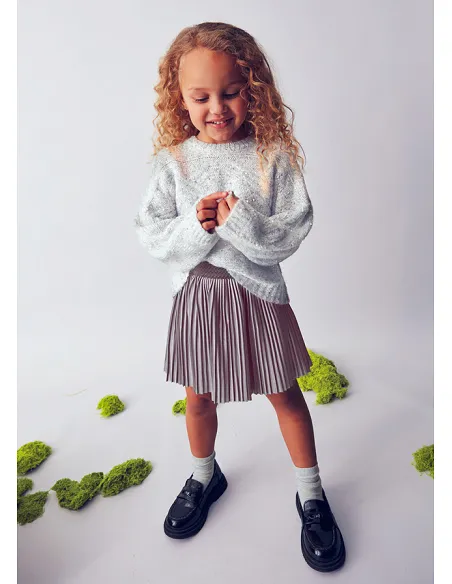 Falda plisada punto - Plata    | MAYORAL