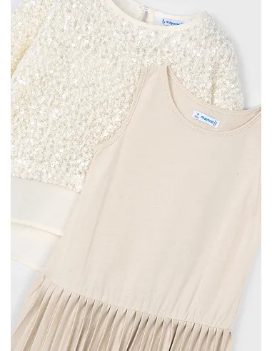Vestido combinado lentejuelas - Arena    | MAYORAL