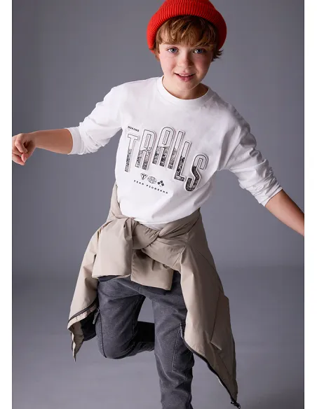 Camiseta m/l "trails" - Nata    | MAYORAL