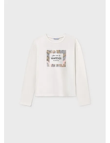 Camiseta m/l bordada - Nata-nude  | MAYORAL