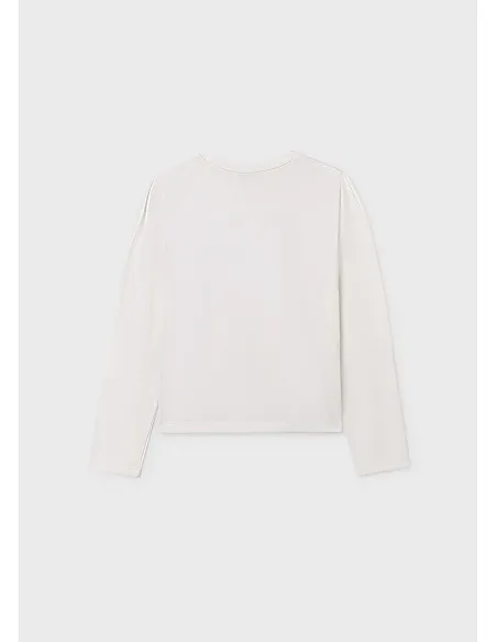 Camiseta m/l bordada - Nata-nude  | MAYORAL