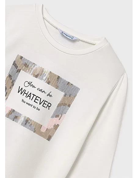 Camiseta m/l bordada - Nata-nude  | MAYORAL