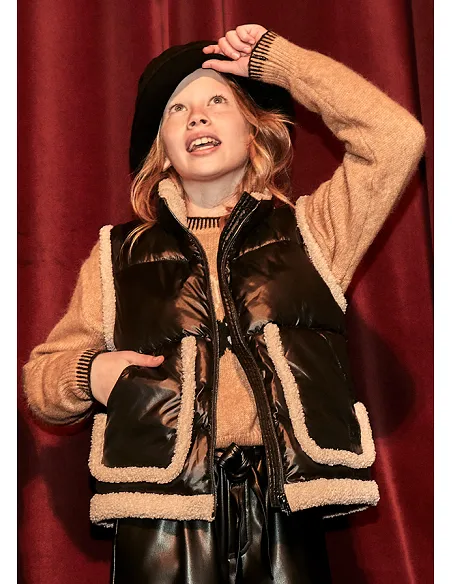 Chaleco contrastes borrego - Negro    | MAYORAL