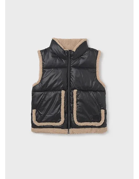 Chaleco contrastes borrego - Negro    | MAYORAL