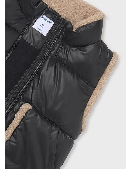 Chaleco contrastes borrego - Negro    | MAYORAL