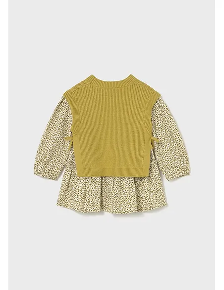 Vestido con chaleco tricot - Aceite | MAYORAL