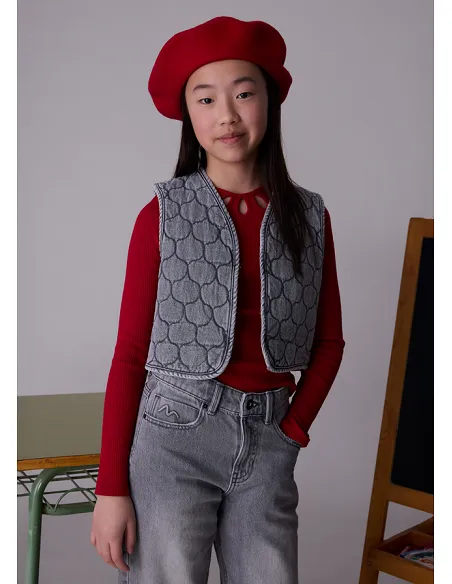 Chaleco denim acolchado - Gris | MAYORAL