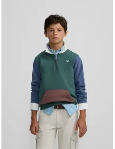 Sudadera kids media cremallera multicolor verde | SILBON