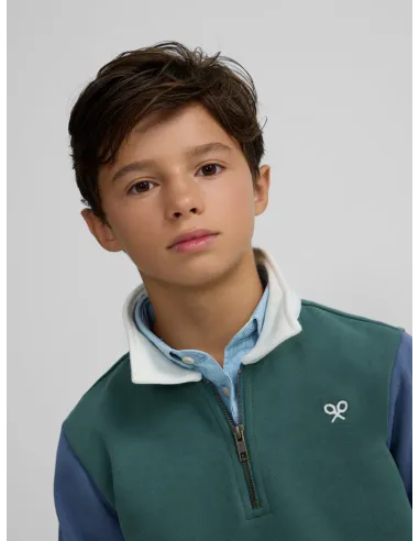 Sudadera kids media cremallera multicolor verde | SILBON