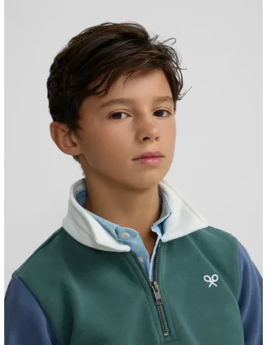Sudadera kids media cremallera multicolor verde | SILBON
