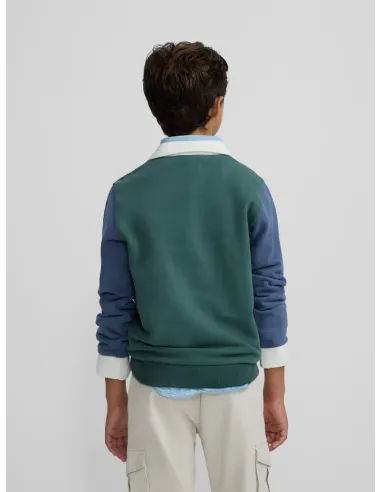 Sudadera kids media cremallera multicolor verde | SILBON