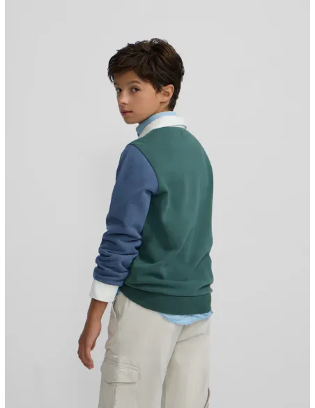 Sudadera kids media cremallera multicolor verde | SILBON