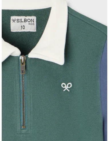Sudadera kids media cremallera multicolor verde | SILBON