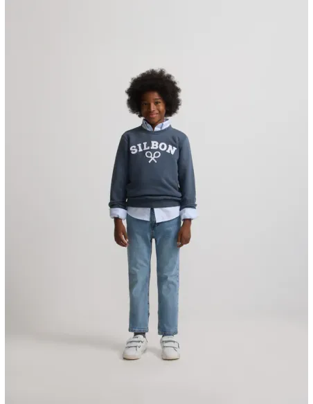 Sudadera kids raqueta media azul marino | SILBON