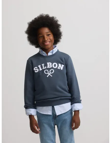 Sudadera kids raqueta media azul marino | SILBON