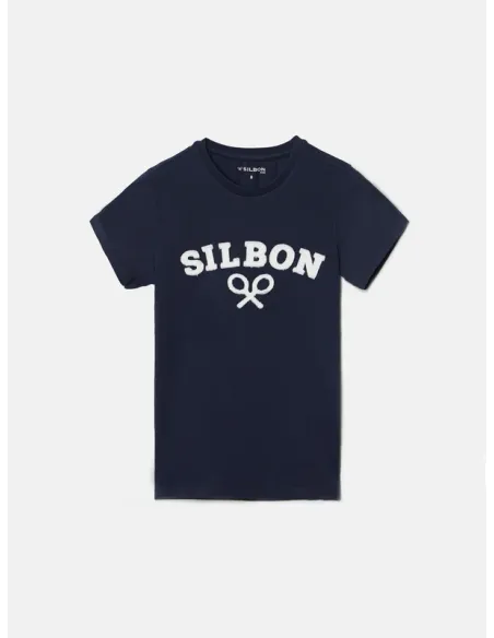 Camiseta kids raqueta media azul marino