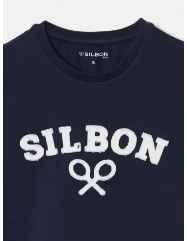 Camiseta kids raqueta media azul marino