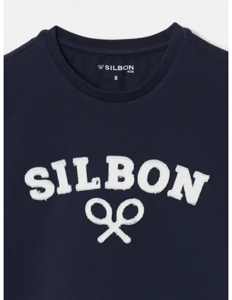 Camiseta kids raqueta media azul marino