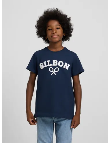 Camiseta kids raqueta media azul marino