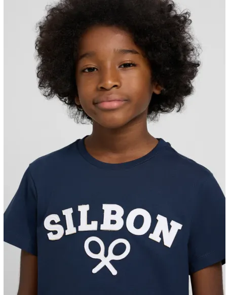 Camiseta kids raqueta media azul marino