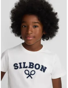 Camiseta kids raqueta media blanca