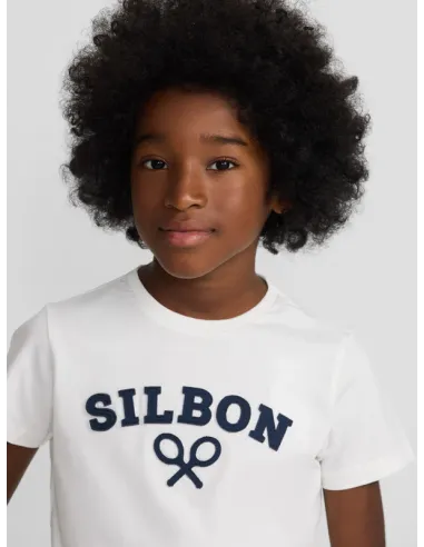 Camiseta kids raqueta media blanca
