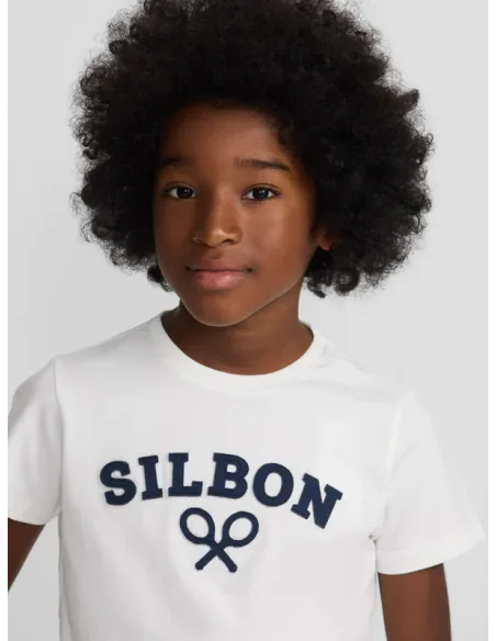 Camiseta kids raqueta media blanca