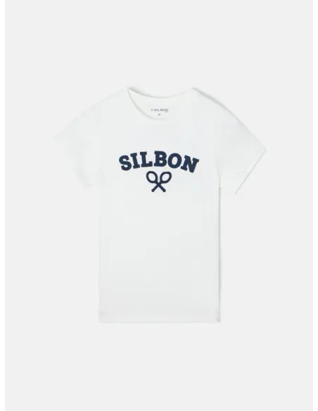 Camiseta kids raqueta media blanca