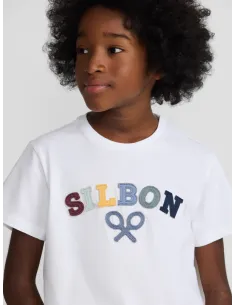 Camiseta kids raqueta media multicolor blanca | SILBON