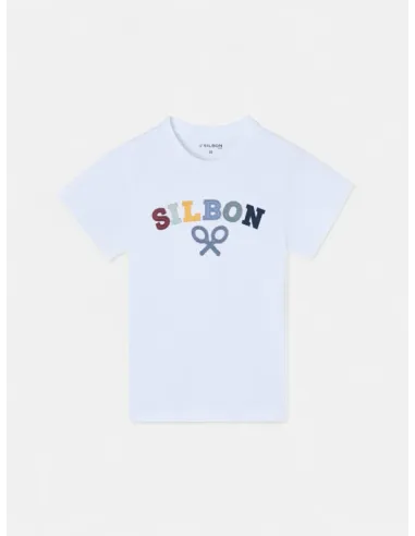 Camiseta kids raqueta media multicolor blanca | SILBON