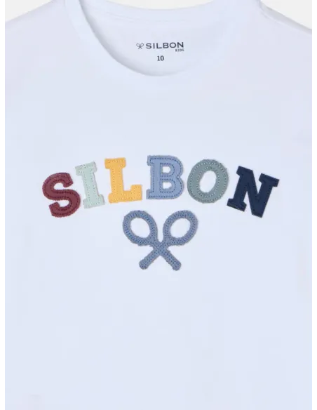 Camiseta kids raqueta media multicolor blanca | SILBON