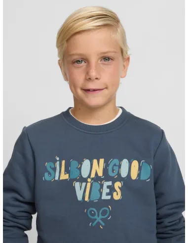 Sudadera kids good vibes azul marino | SILBON