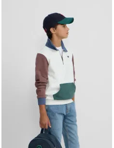 Sudadera kids media cremallera multicolor blanco | SILBON