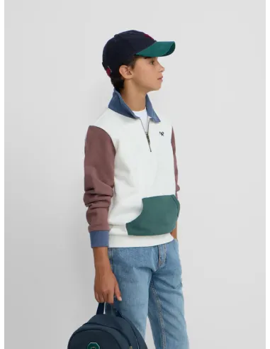 Sudadera kids media cremallera multicolor blanco | SILBON