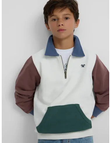 Sudadera kids media cremallera multicolor blanco | SILBON