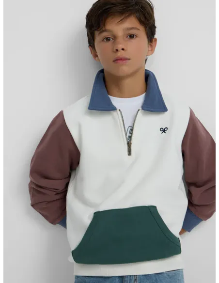 Sudadera kids media cremallera multicolor blanco | SILBON