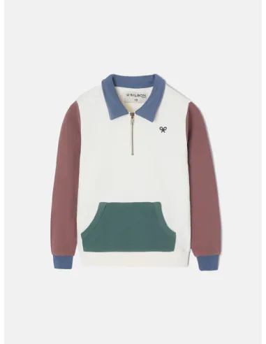 Sudadera kids media cremallera multicolor blanco | SILBON